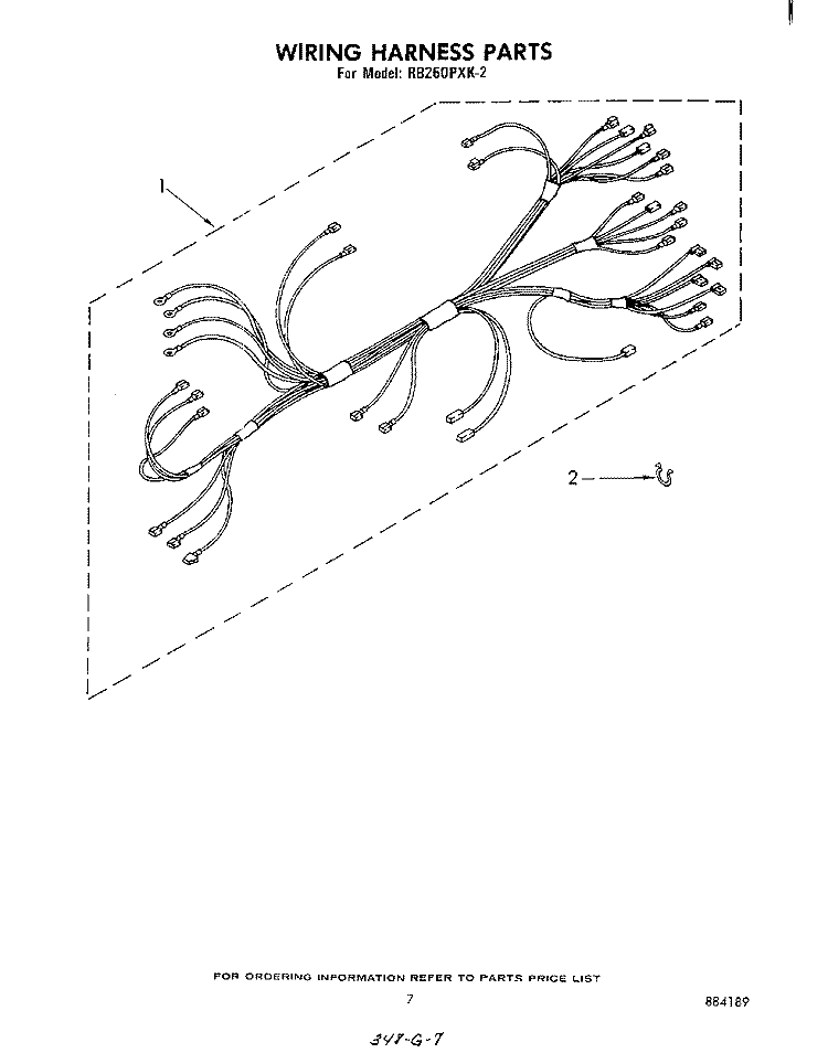 WIRING HARNESS Diagram and Parts List for RB260PXK2  Whirlpool Wall Oven