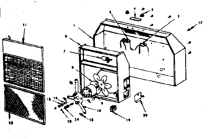 Ductless Range Hood Diagram and Parts List for 1555427020  Kenmore Range Hood