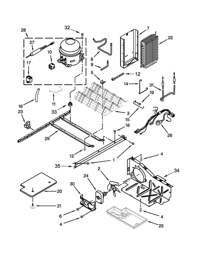 Unit Parts Diagram and Parts List for 8WRS25KNBF00  Whirlpool Refrigerator
