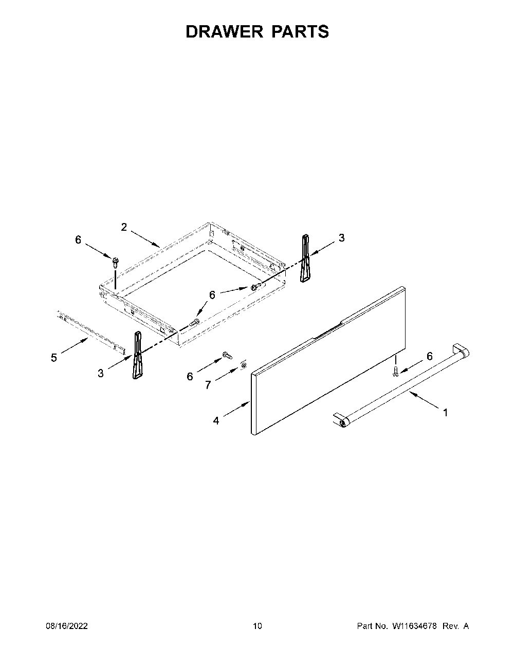 Drawer Parts Diagram and Parts List for KSGG700ESS6  KitchenAid Range