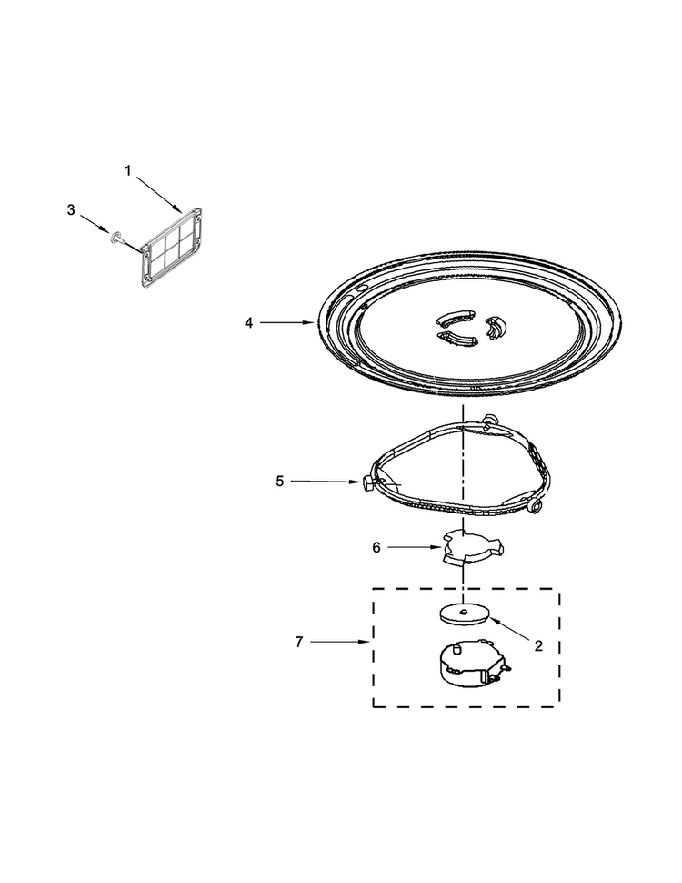 Turntable Parts Diagram and Parts List for UMV1160CB1  Whirlpool Microwave