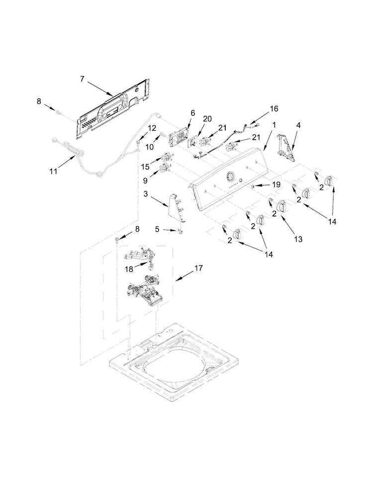 Console And Water Inlet Parts Diagram and Parts List for 11022342510  Kenmore Washer