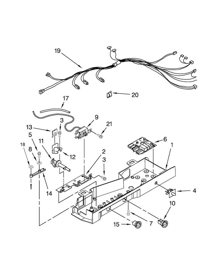 Control Box Parts Diagram and Parts List for WRS325FNAE01  Whirlpool Refrigerator