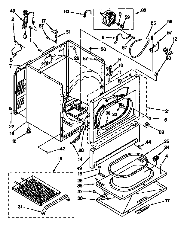 Cabinet Diagram and Parts List for KGYE77BWH1  KitchenAid Dryer
