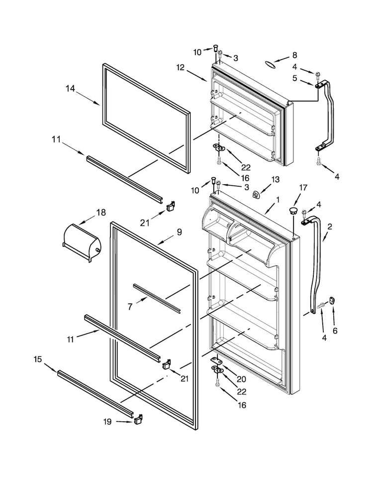 Door Parts Diagram and Parts List for W8TXNGZBB01  Whirlpool Refrigerator