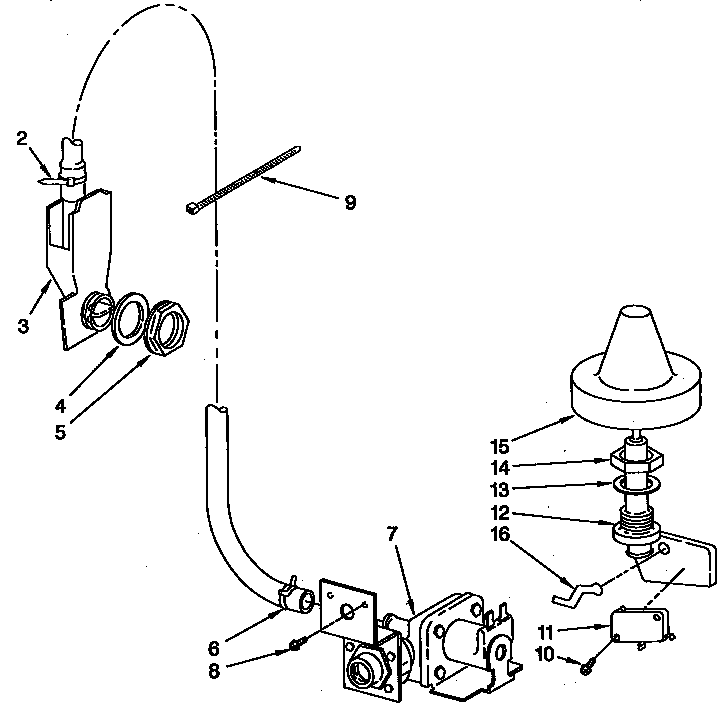 Fill And Overfill Parts Diagram and Parts List for KUDT23HY3  KitchenAid Dishwasher