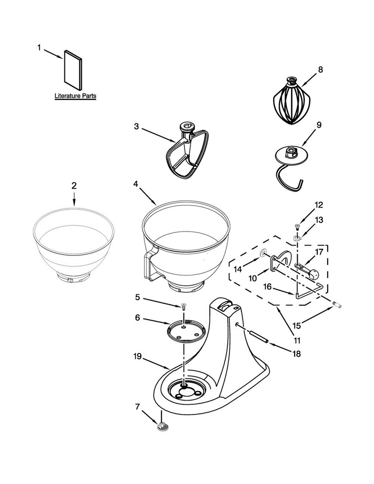 Base And Pedestal Unit Parts Diagram and Parts List for KSM88RBQCB0  KitchenAid Mixer