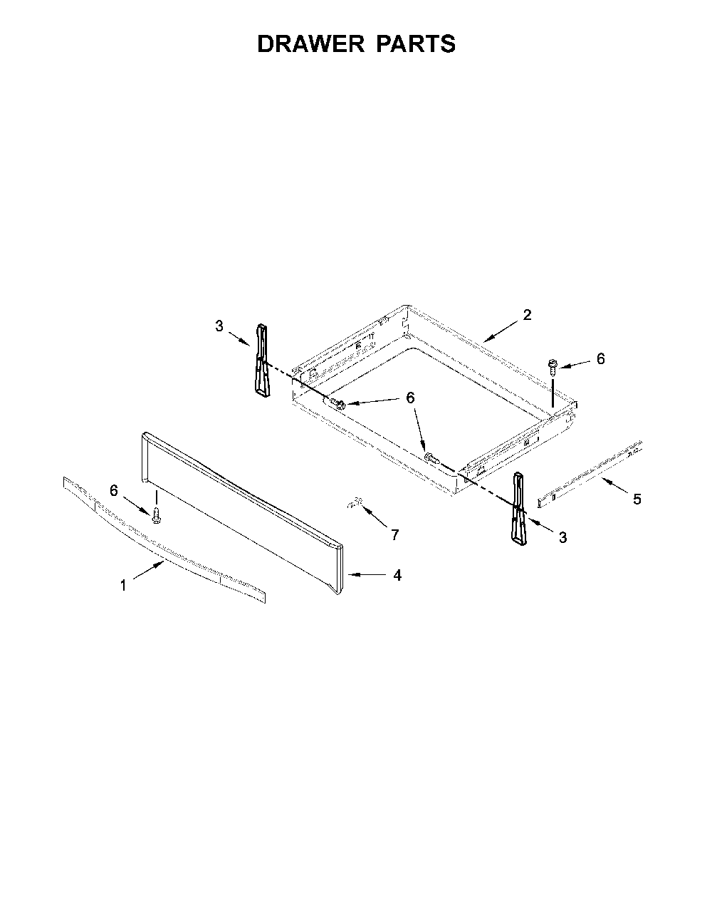 Drawer parts Diagram and Parts List for 664C95123611  Kenmore Range