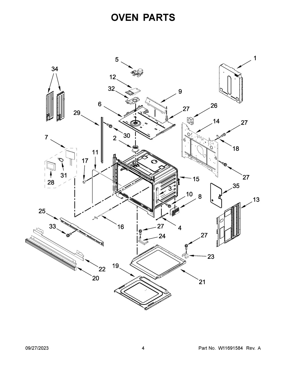 Oven Parts Diagram and Parts List for KOSE500EBS21  KitchenAid Wall Oven