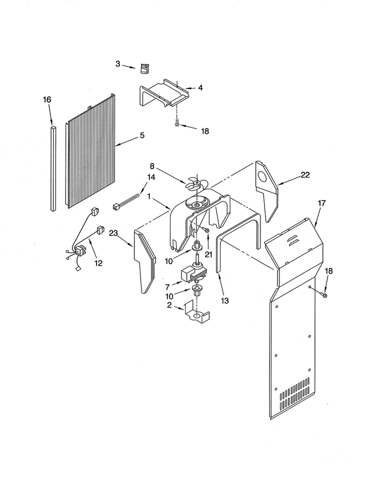 Air Flow Diagram and Parts List for KSRA25ILBL02  KitchenAid Refrigerator