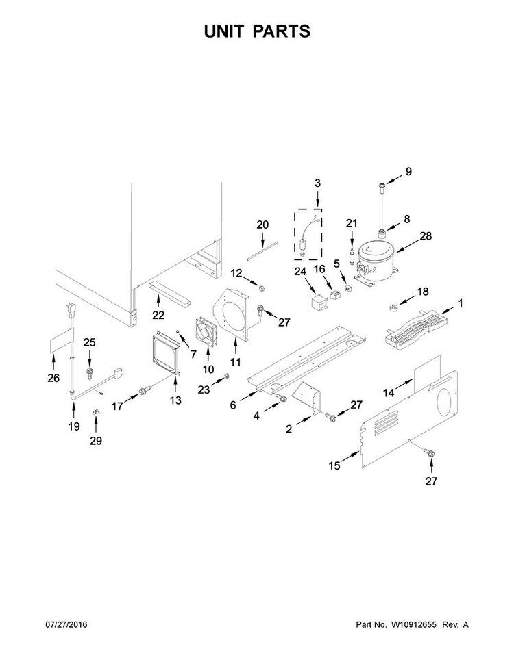 Unit Parts Diagram and Parts List for KURL304EBS00  KitchenAid Refrigerator