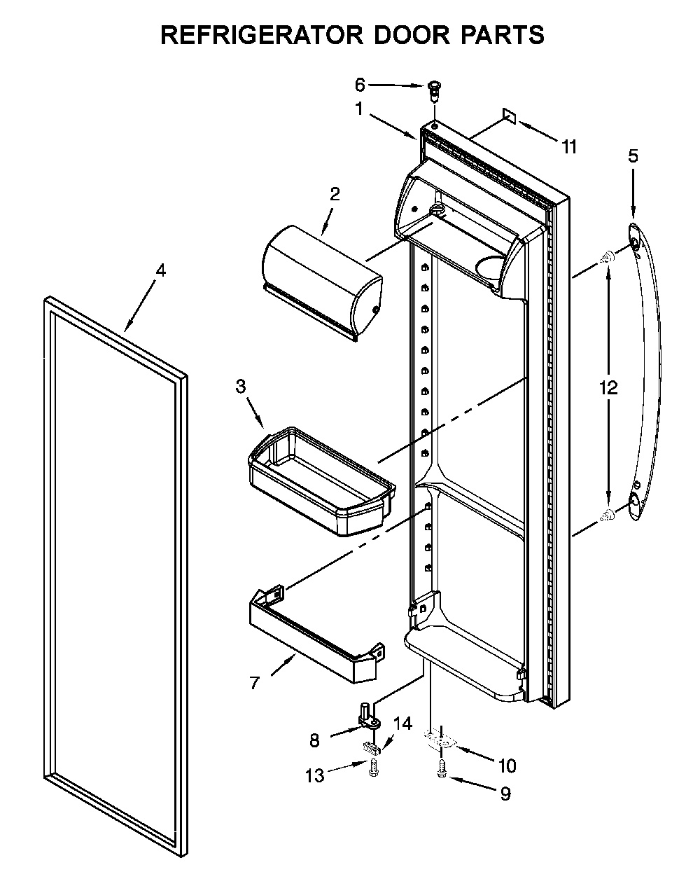 Refrigerator door parts Diagram and Parts List for WRS331SDHB03  Whirlpool Refrigerator
