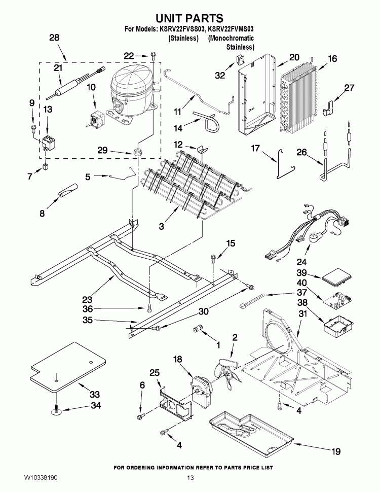 UNIT PARTS Diagram and Parts List for KSRV22FVMS03  KitchenAid Refrigerator