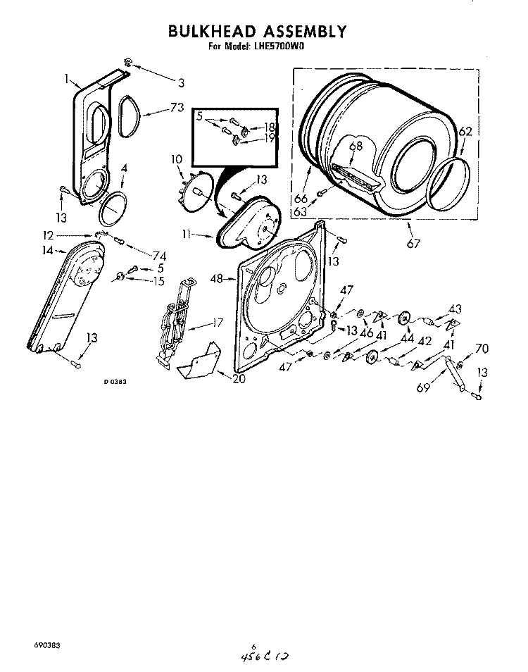SECTION Diagram and Parts List for LHE5700W0  Whirlpool Dryer