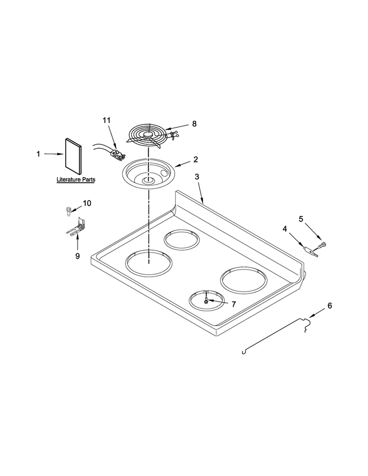 Cooktop Parts Diagram and Parts List for WFC340S0EB0  Whirlpool Range