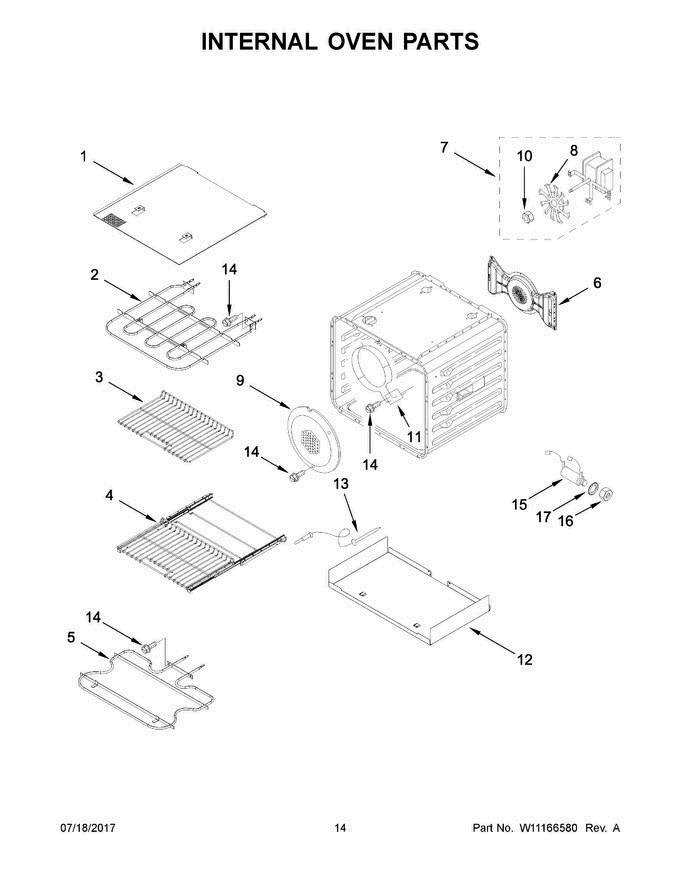 08 - Internal Oven Parts Diagram and Parts List for KDRS407VBU01  KitchenAid Range