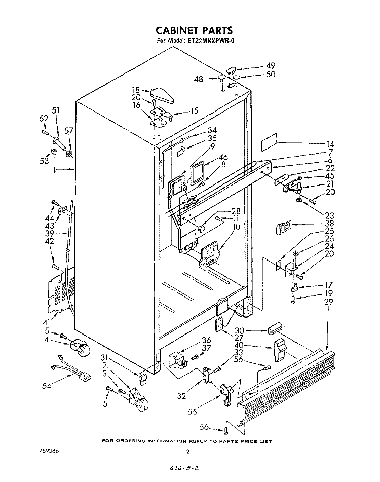 CABINET Diagram and Parts List for ET22MKXPWR0  Whirlpool Refrigerator