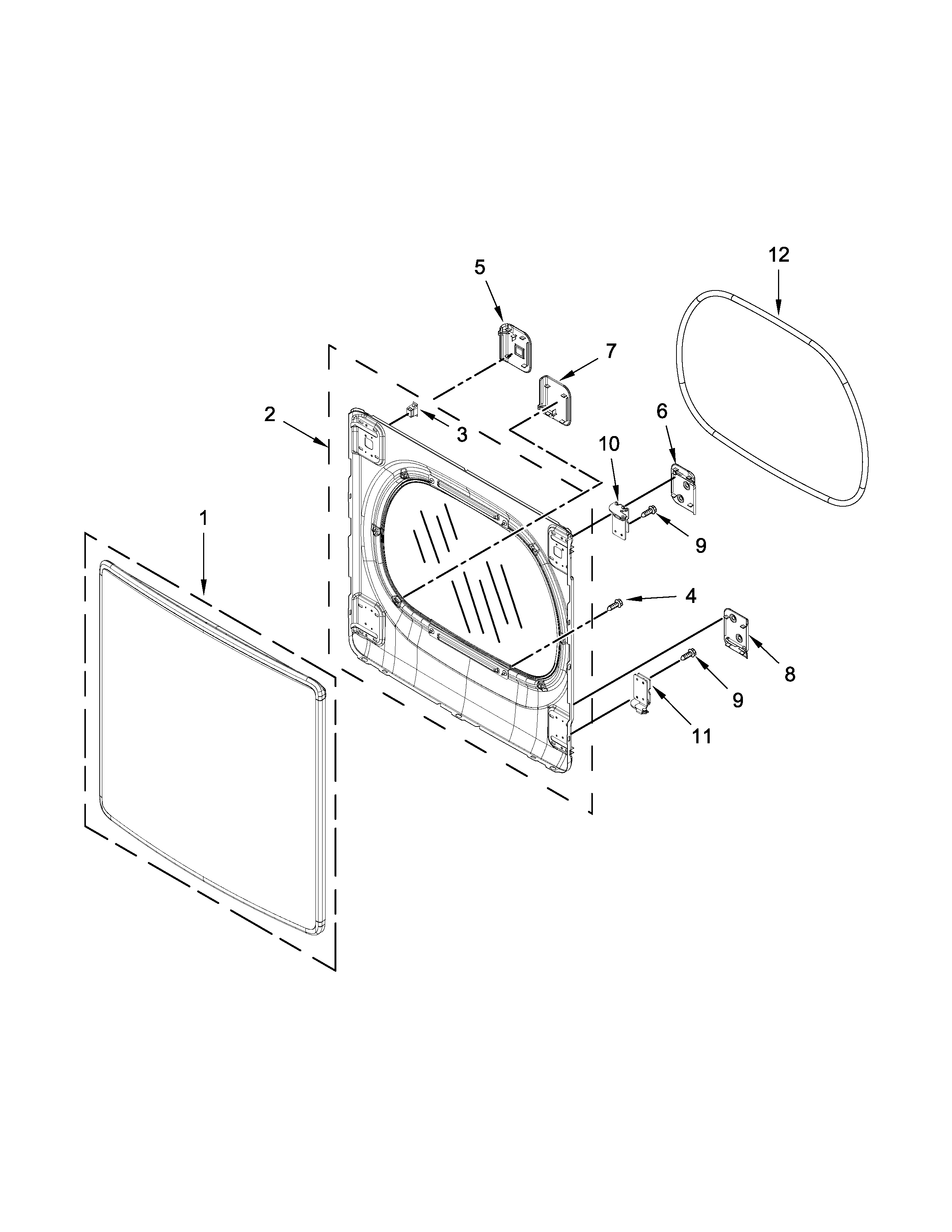 Door Parts Diagram and Parts List for 11061632610  Kenmore Dryer