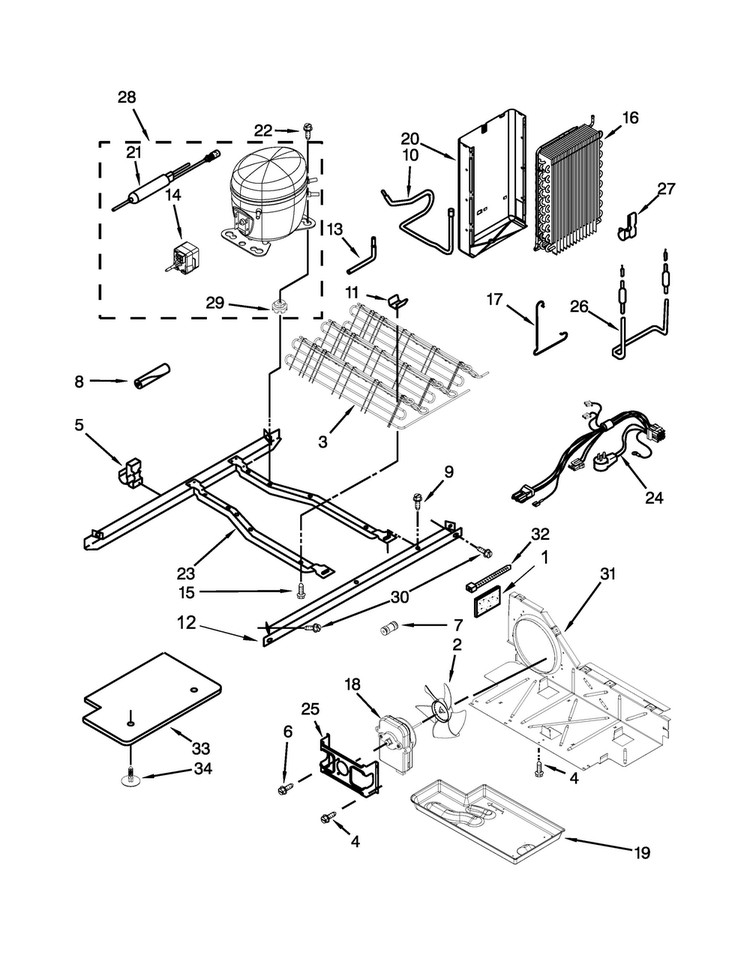 Unit Parts Diagram and Parts List for 10651723410  Kenmore Refrigerator