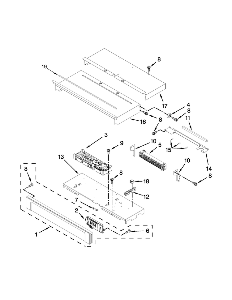 Control Panel Parts Diagram and Parts List for WOD51EC0AB02  Whirlpool Wall Oven