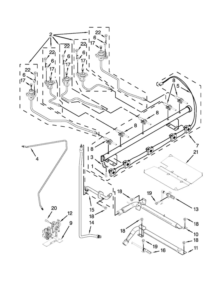 Manifold Parts Diagram and Parts List for KGRS308BSS1  KitchenAid Range