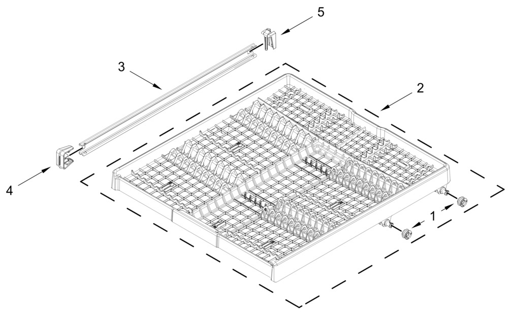 Third Level Rack And Track Parts Diagram and Parts List for WDTA50SAKZ4  Whirlpool Dishwasher
