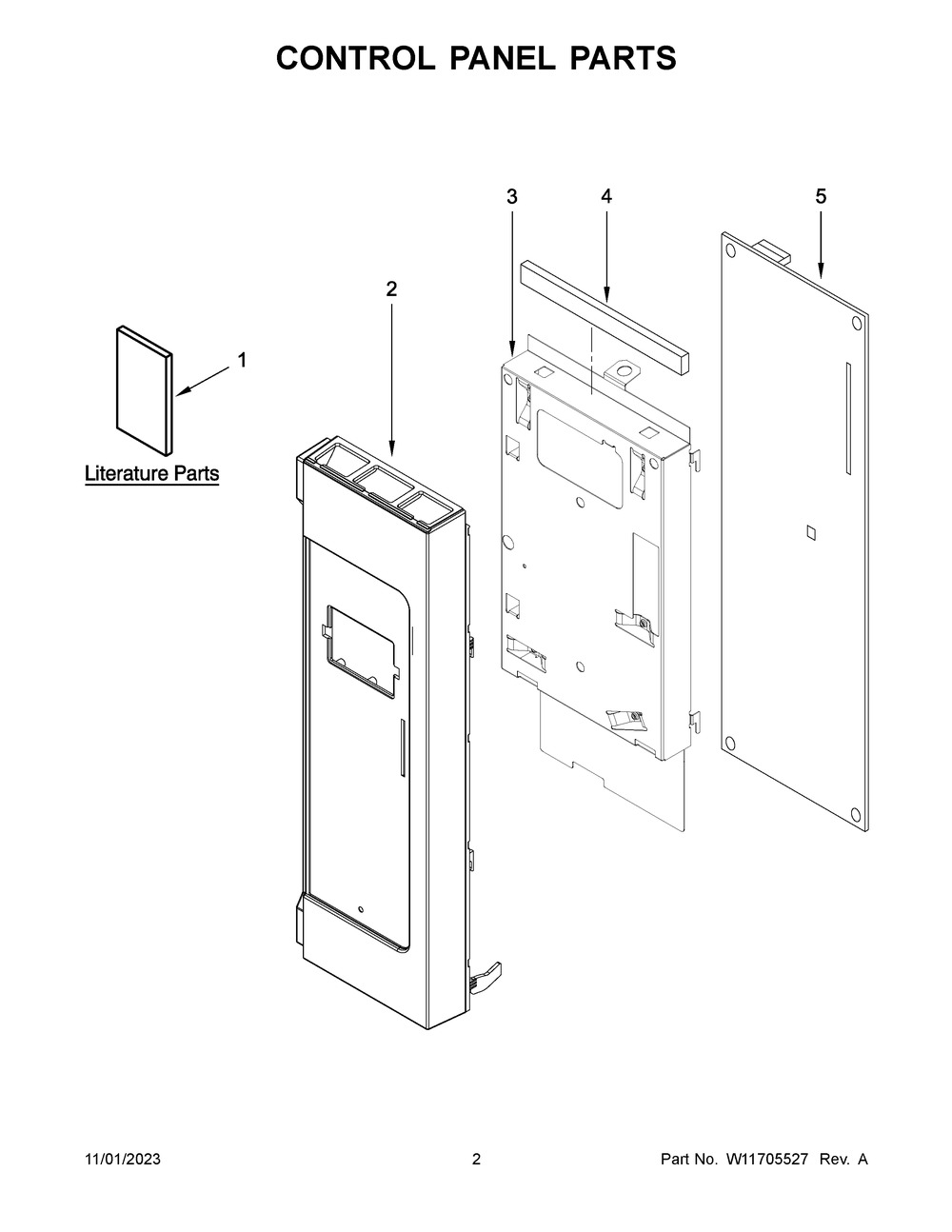 Control Panel Parts Diagram and Parts List for YWMH31017HZ07  Whirlpool Microwave