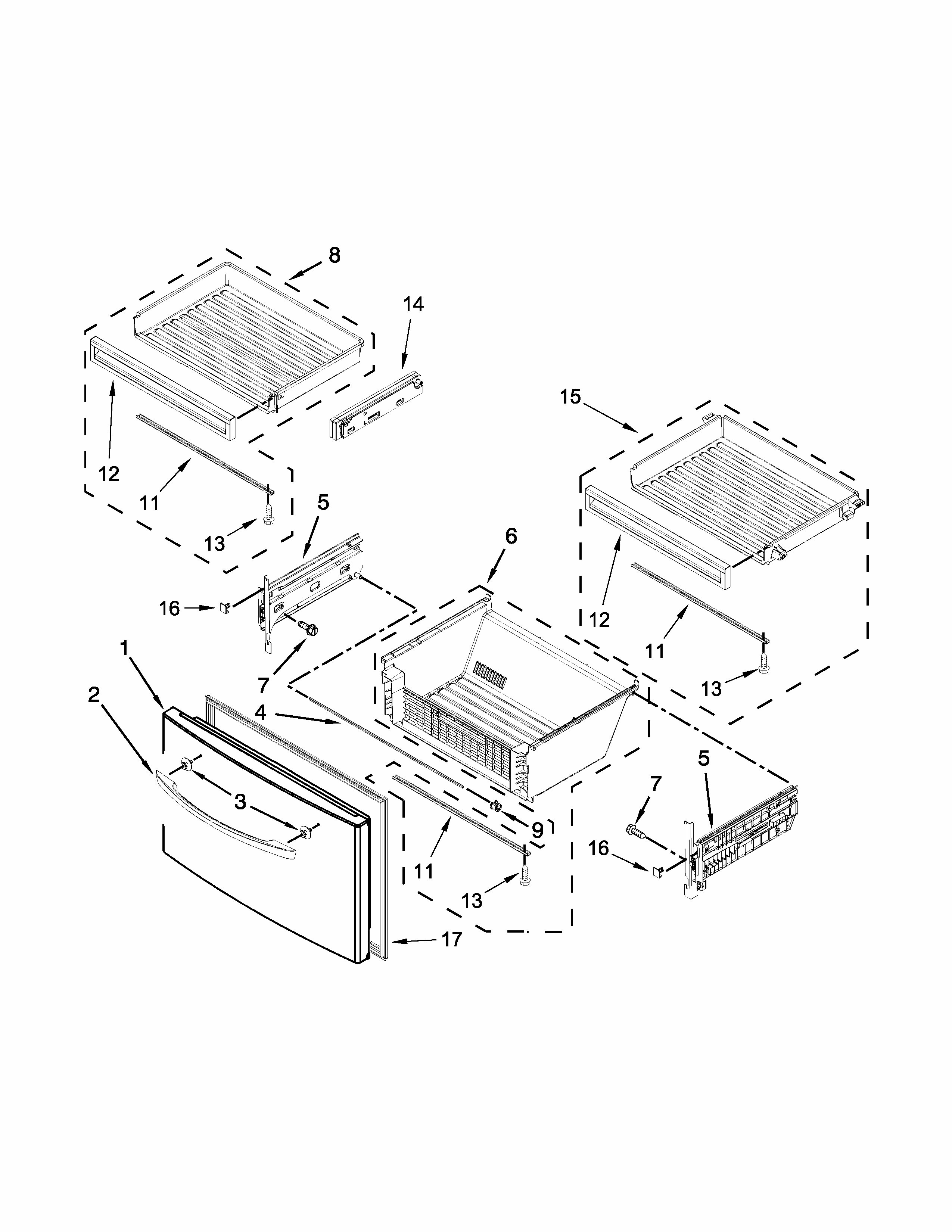 Freezer Door Parts Diagram and Parts List for 59672382410  Kenmore Refrigerator