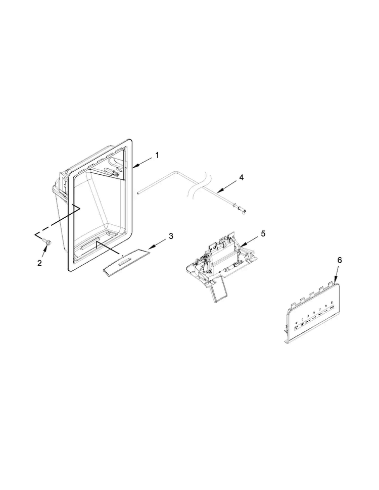 Dispenser Parts Diagram and Parts List for KSF22C4CYY00  KitchenAid Refrigerator