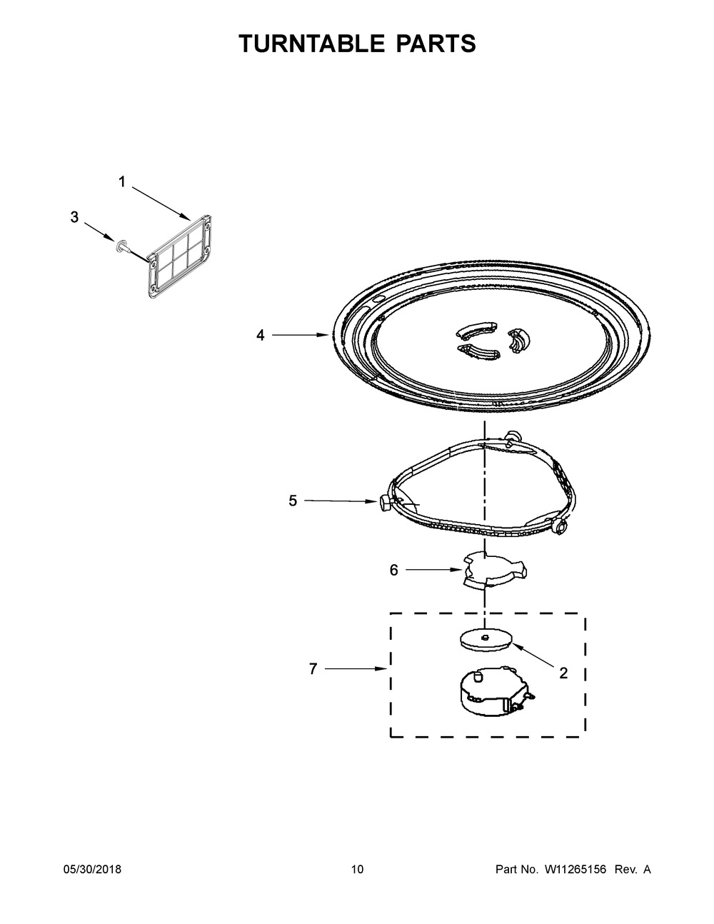 Turntable Parts Diagram and Parts List for UMV1160CB5  Whirlpool Microwave