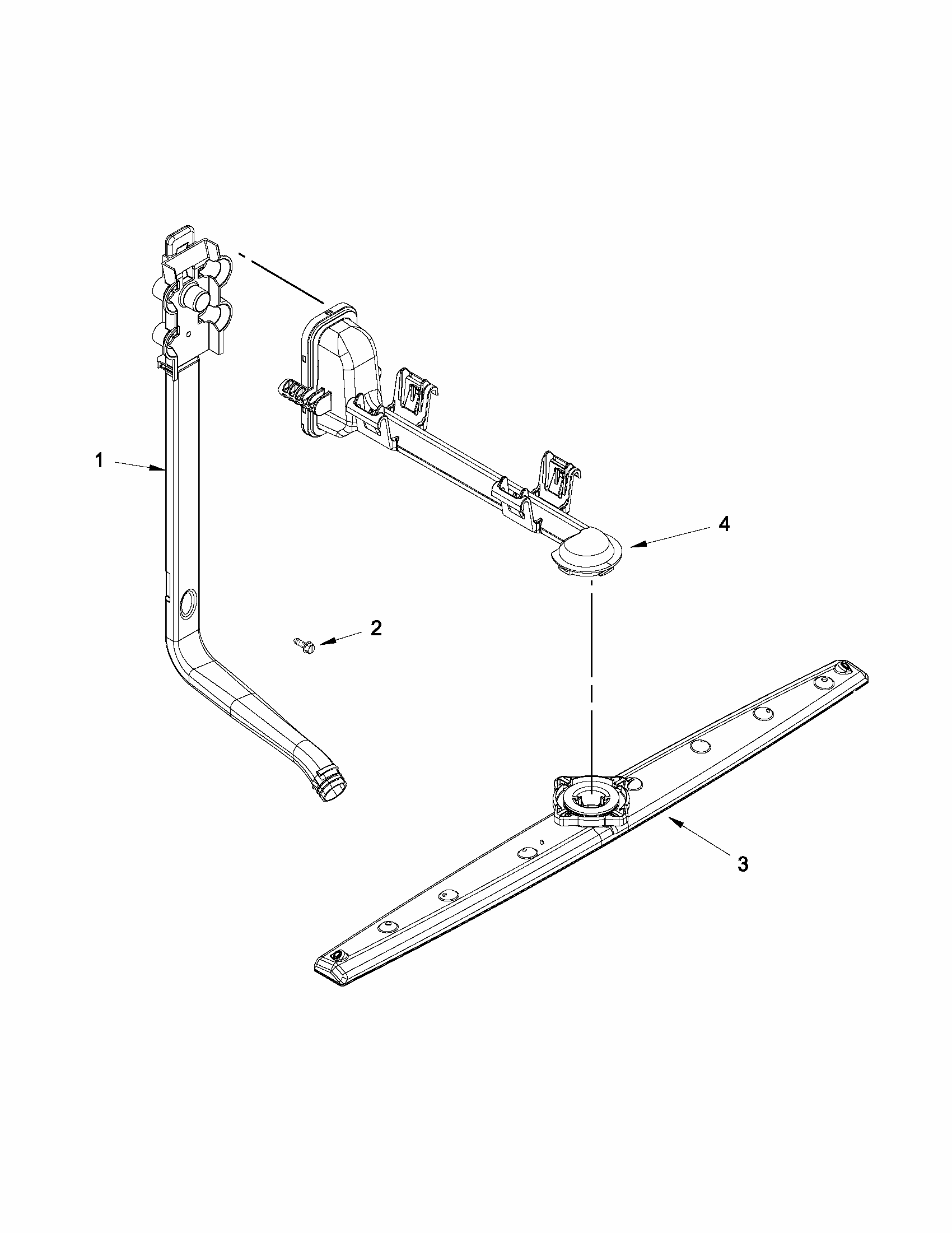 Upper Wash And Rinse Parts Diagram and Parts List for IUD3100BW2  Whirlpool Dishwasher