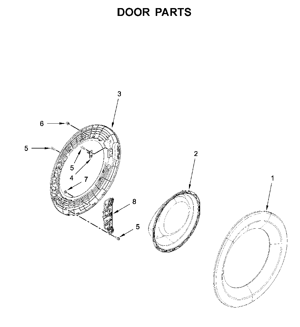 Door parts Diagram and Parts List for WFW560CHW1  Whirlpool Washer