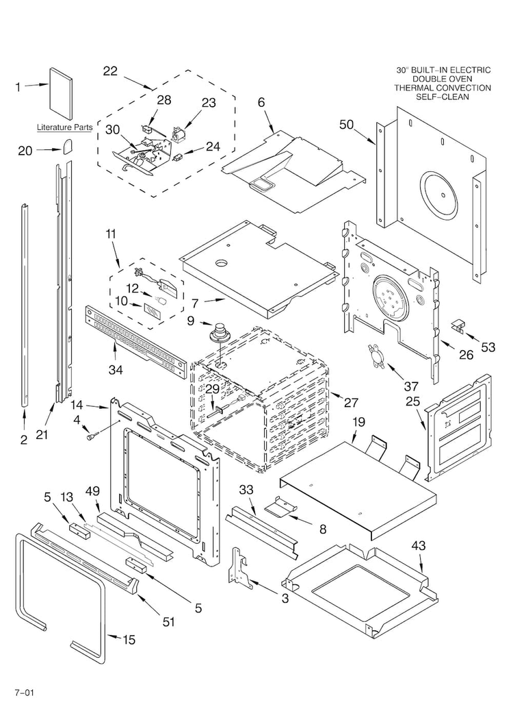 Oven/literature Diagram and Parts List for KEBC208KSS00  KitchenAid Wall Oven