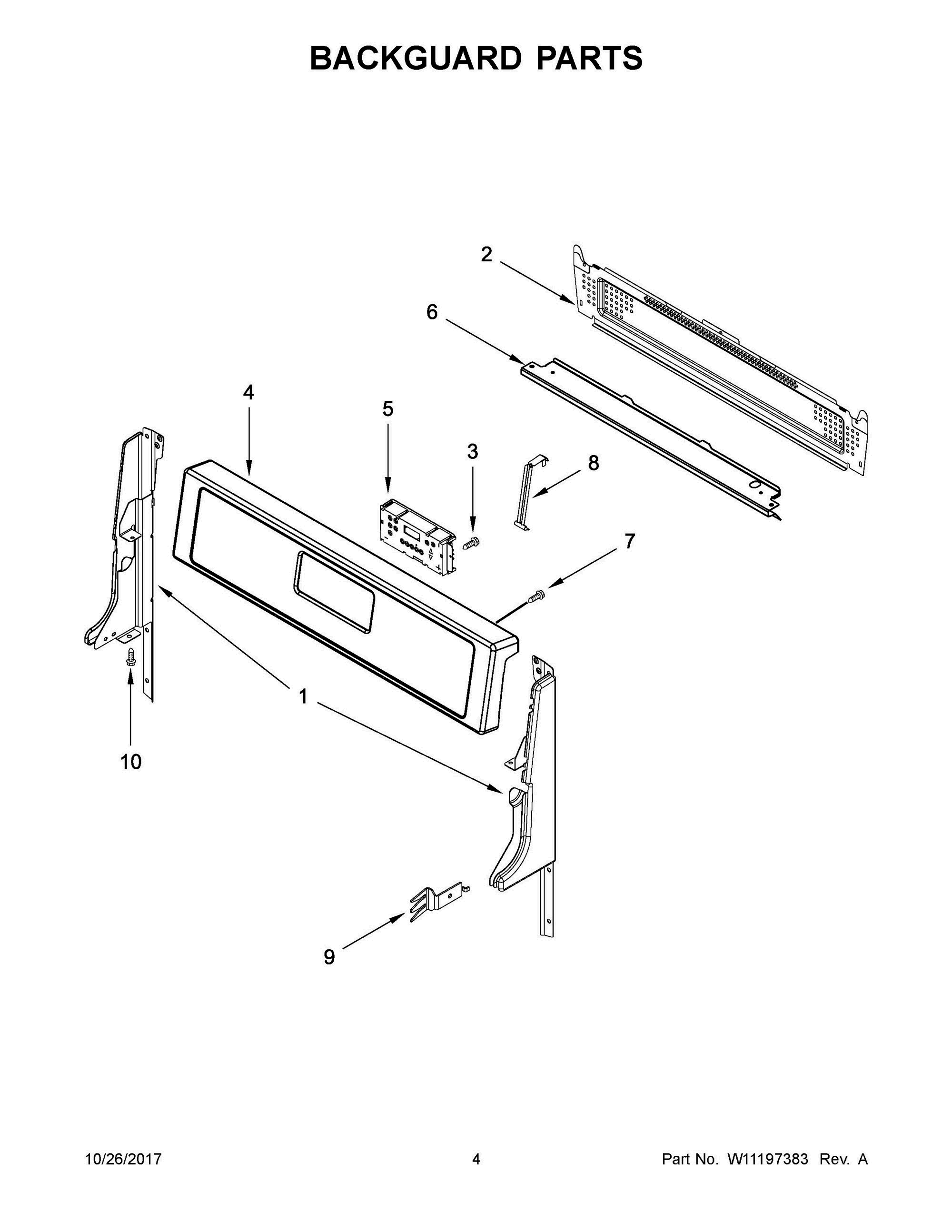03 - BACKGUARD PARTS Diagram and Parts List for WFG505M0BB2  Whirlpool Range