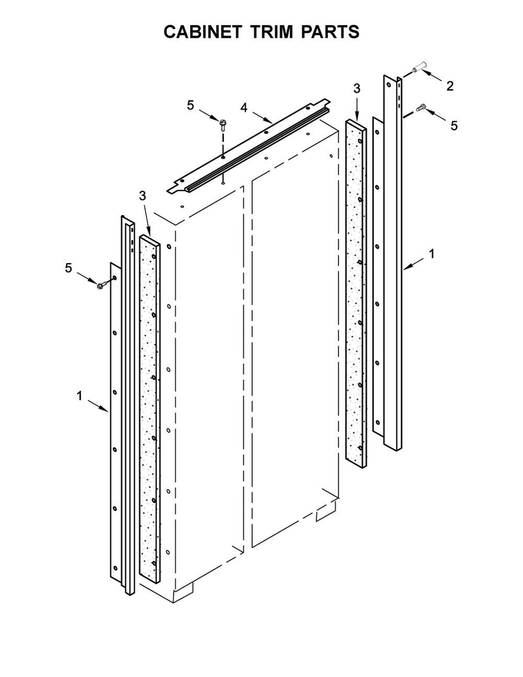 Cabinet Trim Parts Diagram and Parts List for KBSD602ESS01  KitchenAid Refrigerator