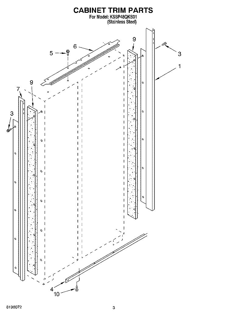 CABINET TRIM Diagram and Parts List for KSSP48QKS01  KitchenAid Refrigerator