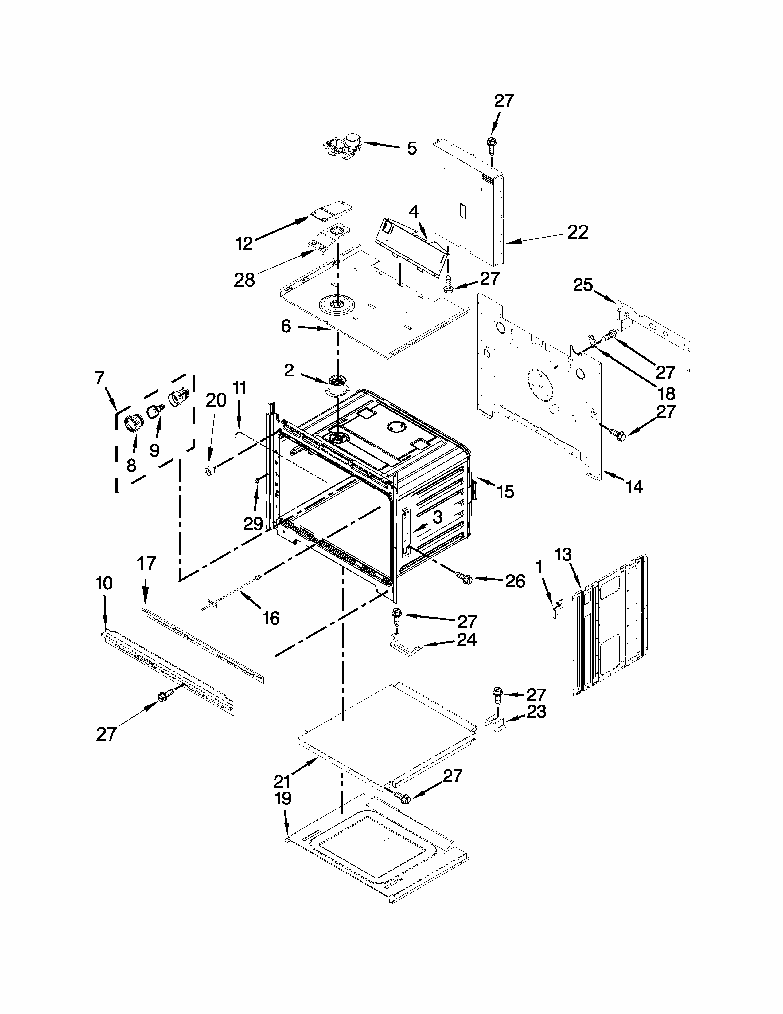 Upper Oven Parts Diagram and Parts List for IBD350DS00  Whirlpool Wall Oven