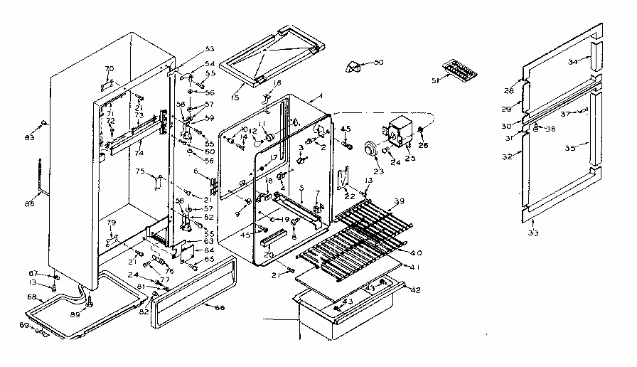 Cabinet Parts Diagram and Parts List for 106T12DS  Kenmore Refrigerator