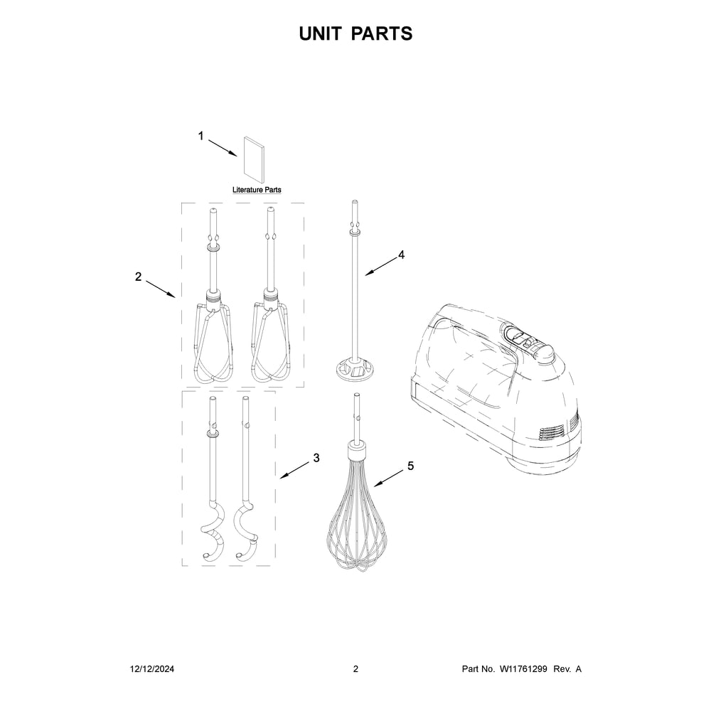 Unit Parts Diagram and Parts List for 5KHM926AER1  KitchenAid Mixer
