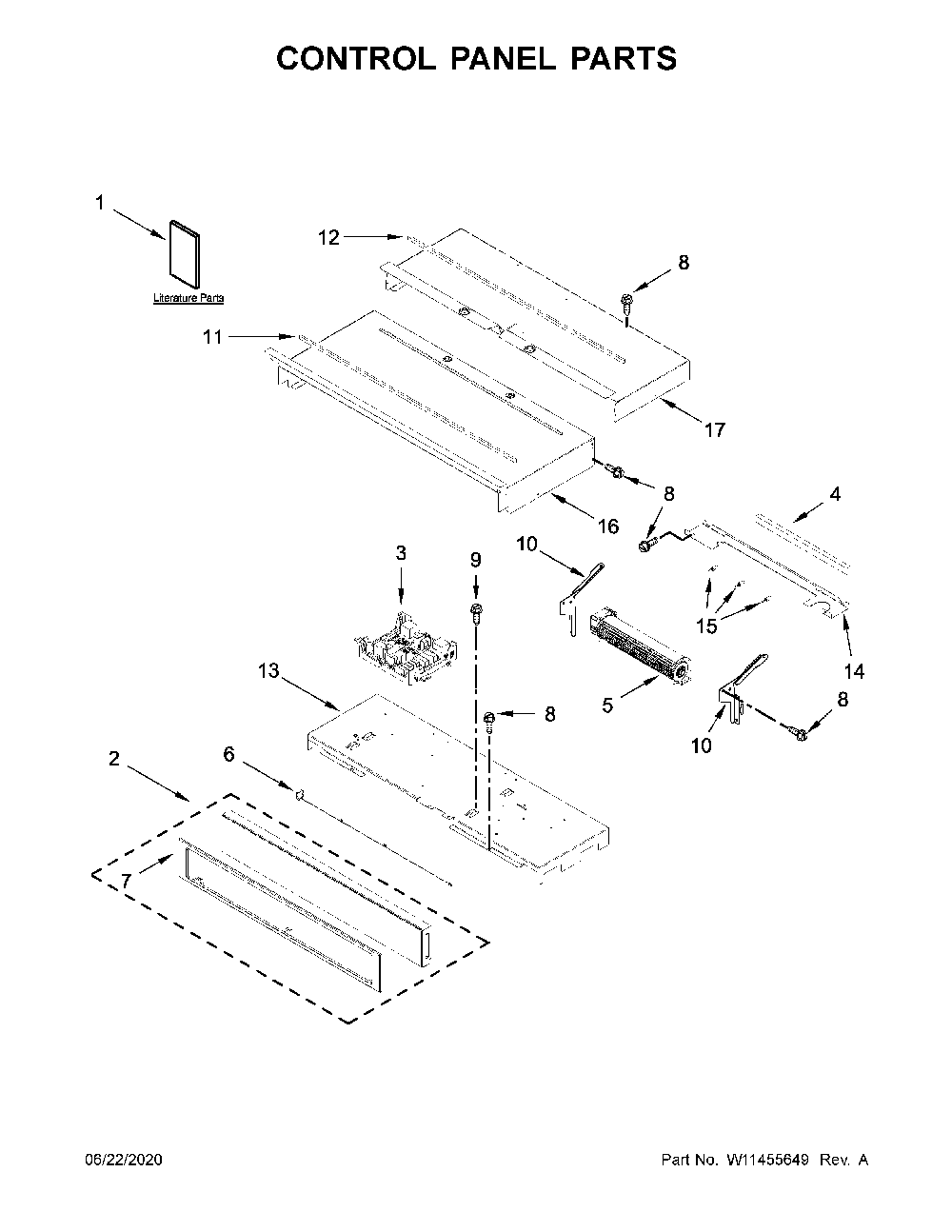 Control panel parts Diagram and Parts List for WOD51EC0HW02  Whirlpool Wall Oven