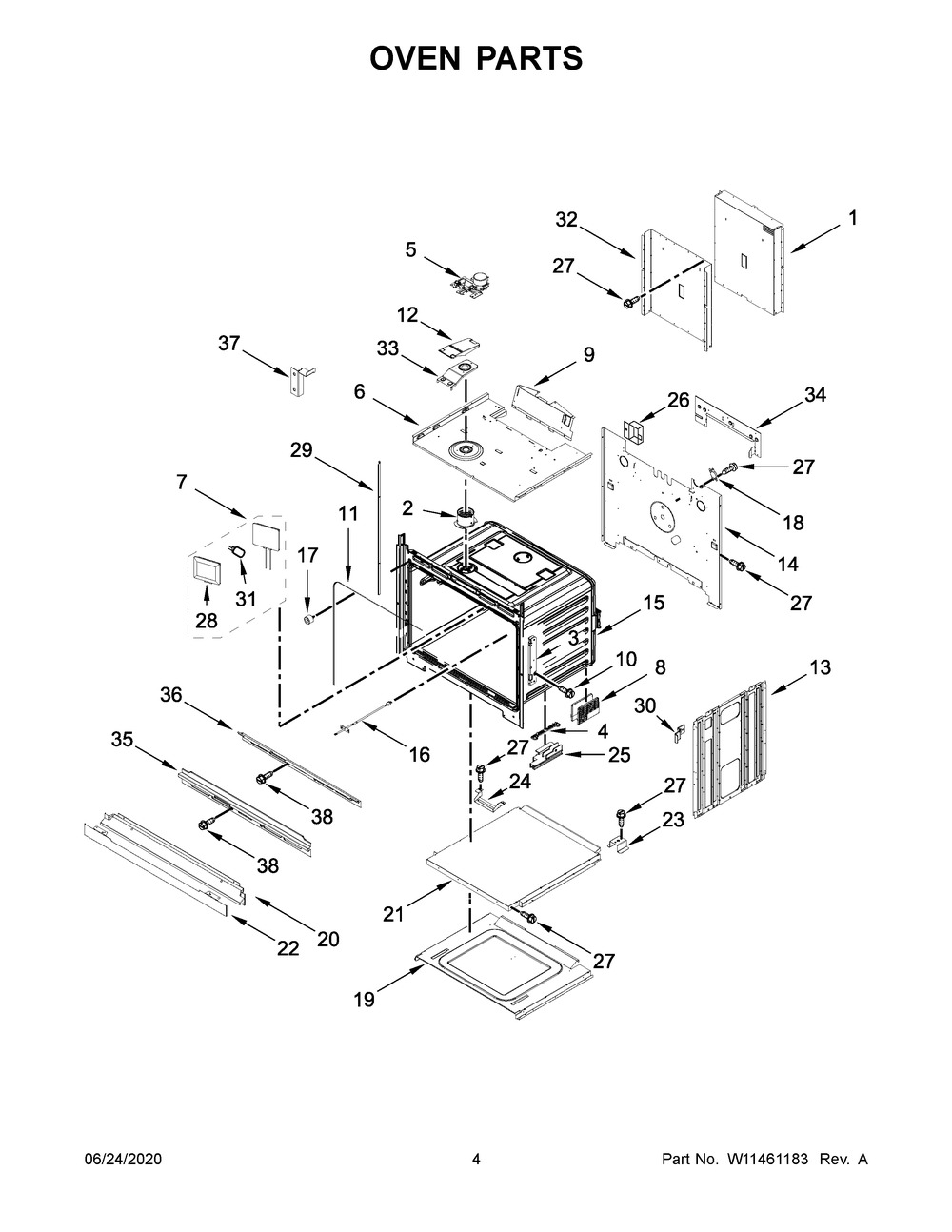 Oven Parts Diagram and Parts List for KODE307ESS05  Whirlpool Microwave Oven Combo