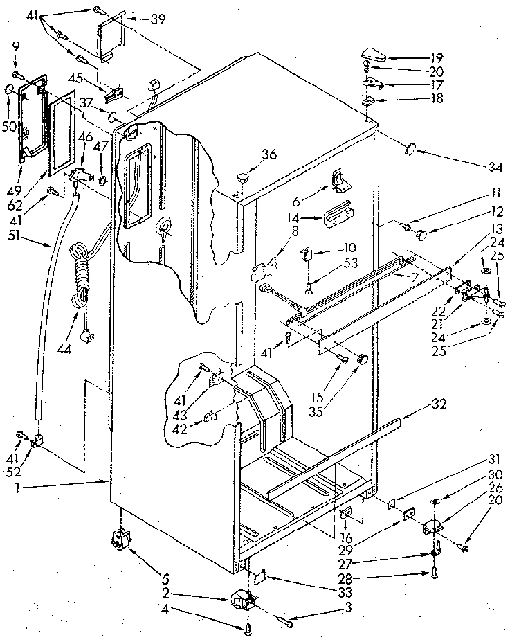 Cabinet Diagram and Parts List for ET18GKXSN10  Whirlpool Refrigerator