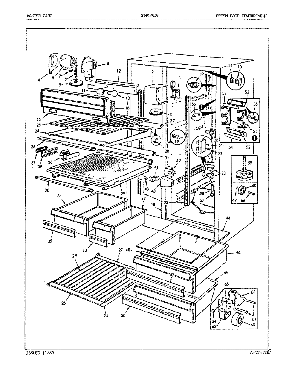 03 - Fresh Food Compartment Diagram and Parts List for ICNS28D92A  Whirlpool Refrigerator