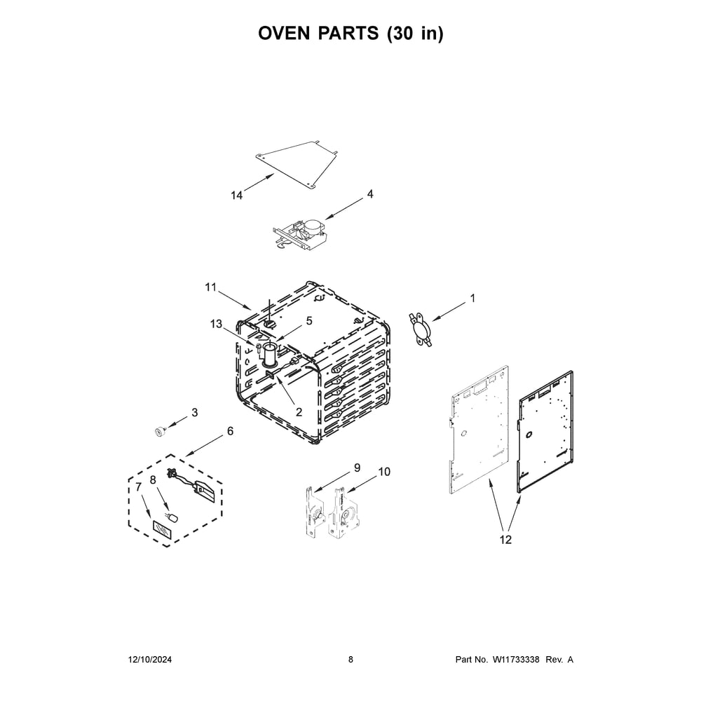 Oven Parts (30 In) Diagram and Parts List for KFDC558JMH03  KitchenAid Range