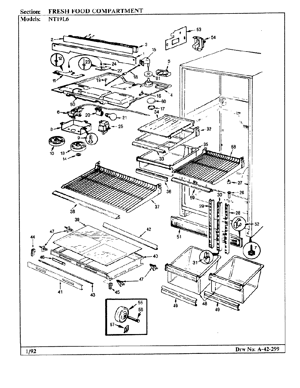 03 - Fresh Food Compartment Diagram and Parts List for NT19L6A  Whirlpool Refrigerator
