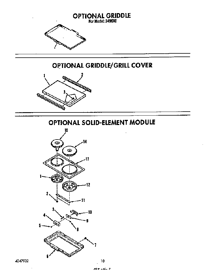 ^griddle Diagram and Parts List for 2496*0A  Roper Range