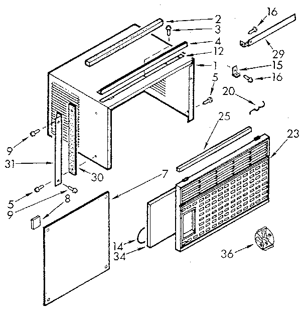 Cabinet Diagram and Parts List for 1068750510-AC  Kenmore Air Conditioner