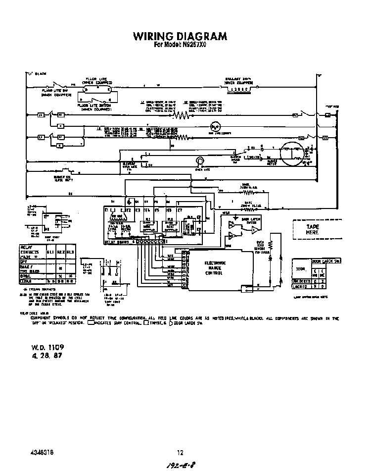 Wiring Diagram Diagram and Parts List for N9257*0  Roper Range