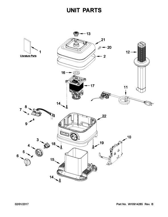 Diagram 2 Diagram and Parts List for W10886807A  KitchenAid Blender