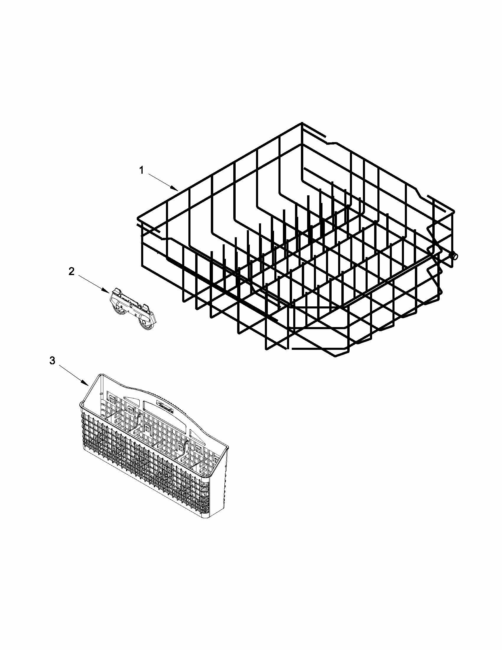Lower Rack Parts Diagram and Parts List for 66513262K113  Kenmore Dishwasher